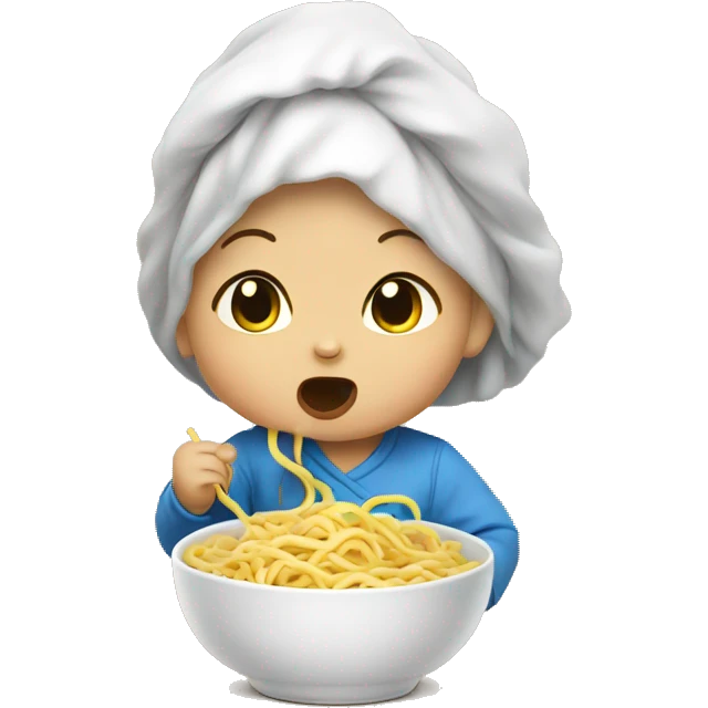 Baby eating noodles emoji