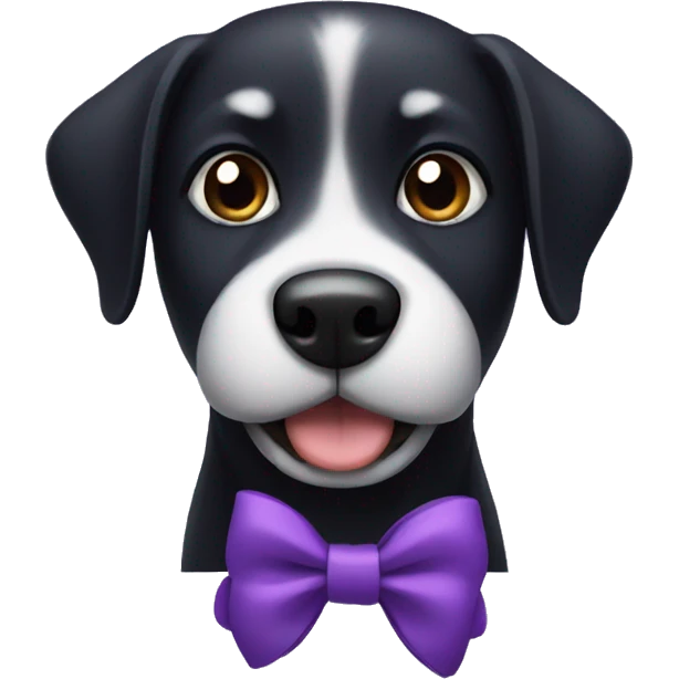 a black dog with a purple bow emoji