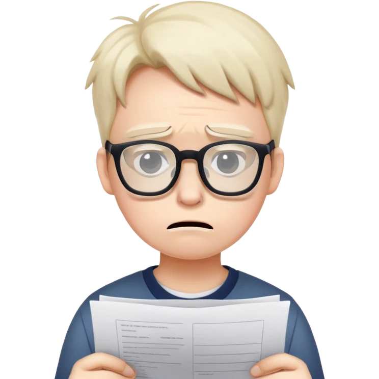 sad student with failed test paper emoji