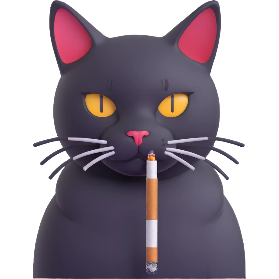 cat with cigarette in mouth staring intensely emoji