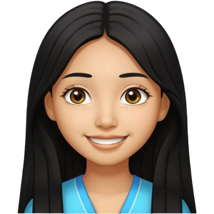 20 yr old asian woman hair  center part big eyes big smile tanned skin straight black hair hippie part hair  emoji
