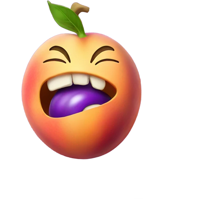 Peach eating eggplant emoji