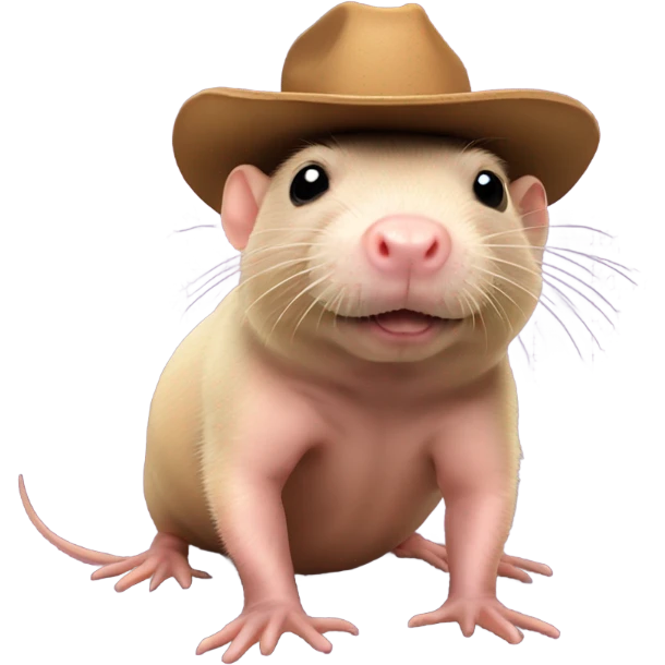 Naked mole rat with cowboy hat emoji