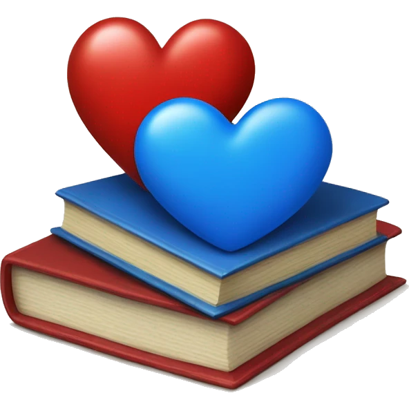 Red heart and blue book emoji