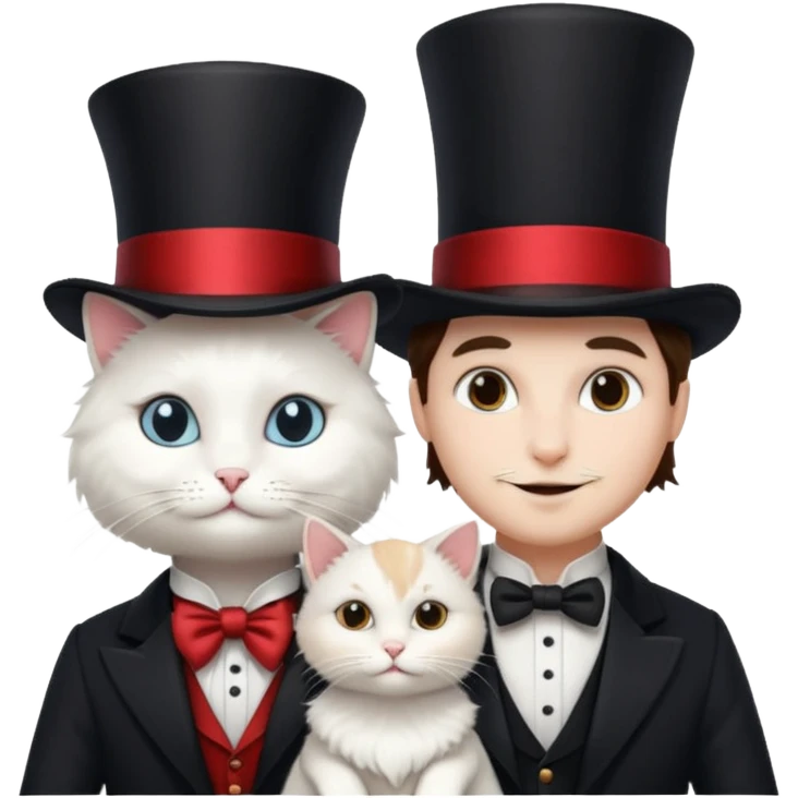 magician couple and their pet cat emoji