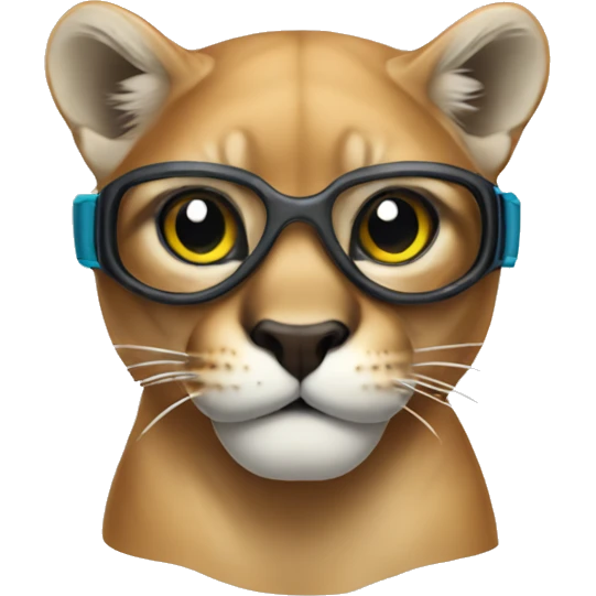 Cougar with swim goggles emoji