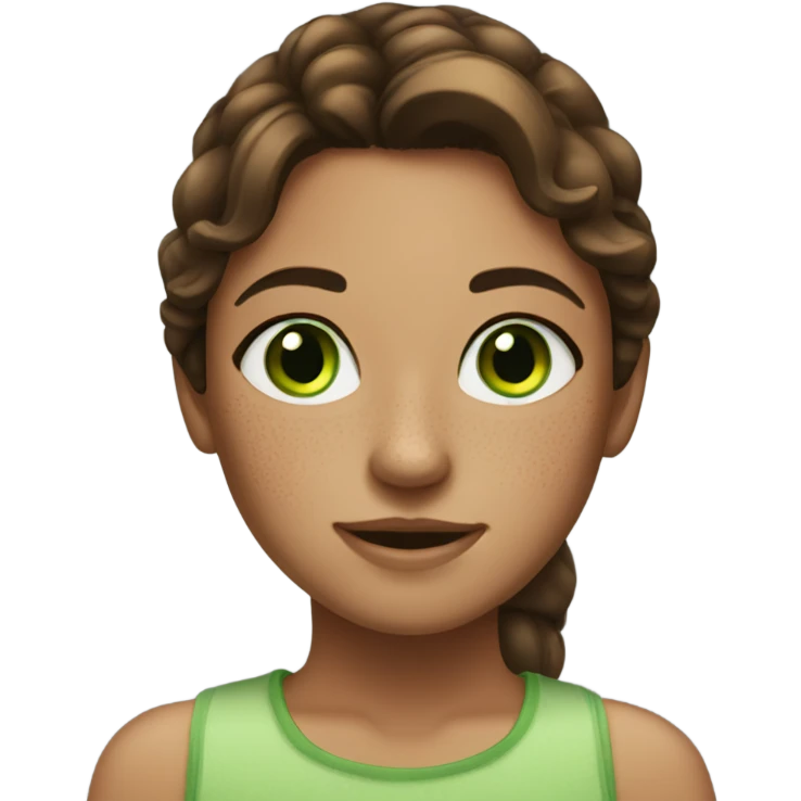 Freckles brown hair and green eyes girl  emoji