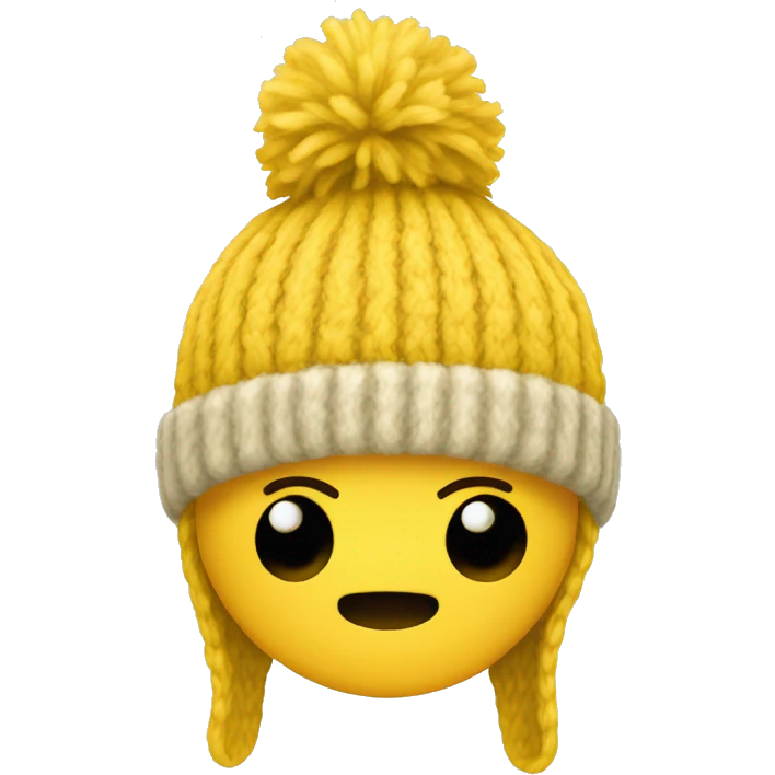 Yellow wooly hat with bobble emoji