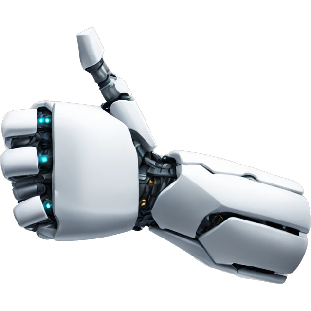 White mechanical cyborg arm and bicep emoji