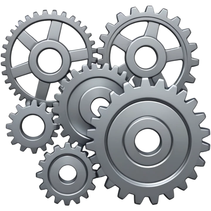 Interlocking gears turning smoothly, representing a well-functioning system or process emoji