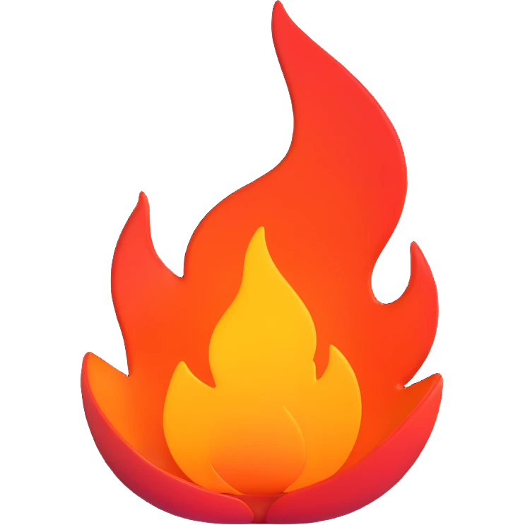 small single flame of fire, red and orange colors emoji