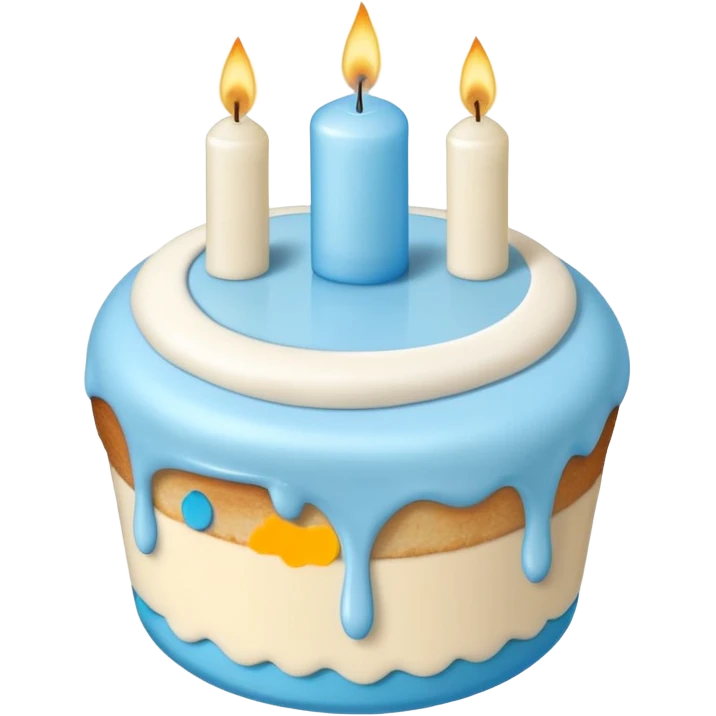 Please make some balloons that are light blue and beige, and place a small cake underneath the balloons. emoji
