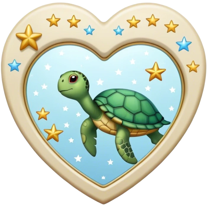Heart shaped Mirror with turtle and stars emoji