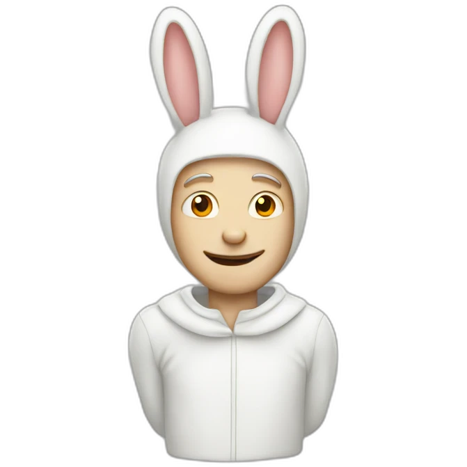 White Man in white rabbit costume emoji