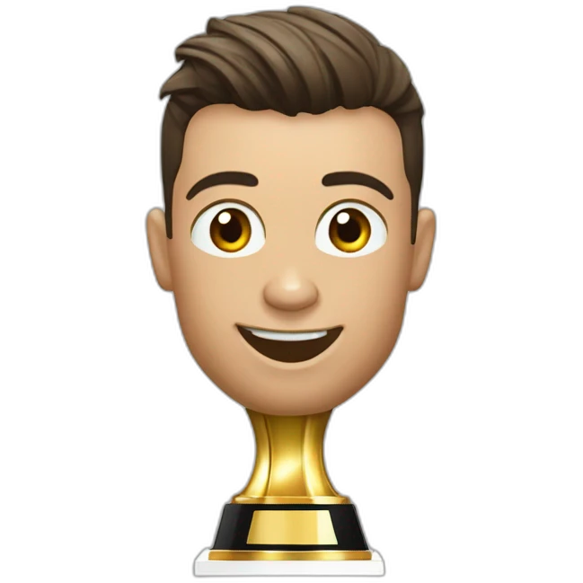 Cristiano ronaldo whit a trophy of the fifa world cup emoji