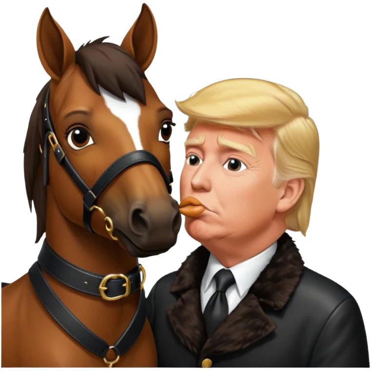 Donald trump kissing a horse named bubba (bubba on its collar) emoji