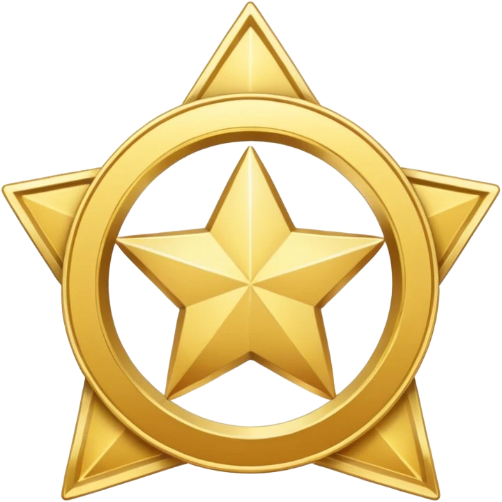 golden medal in star shape, central empty space, details in border, golden, Silver center emoji