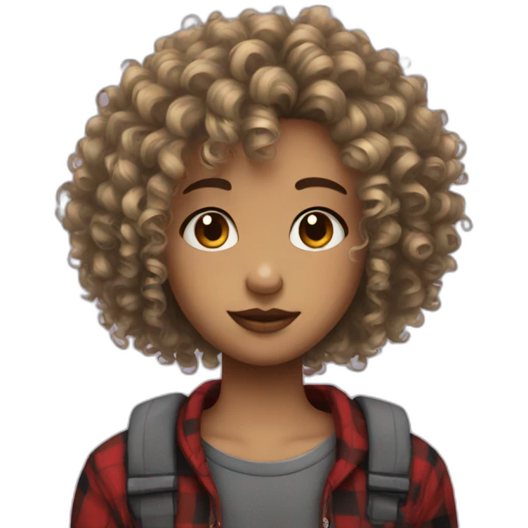 90s emo curly hair girl emoji