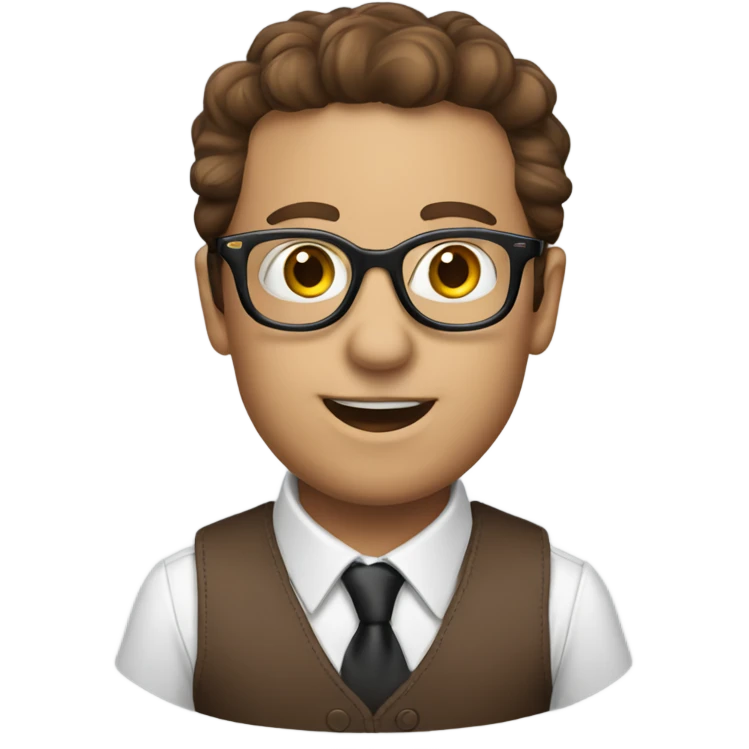 Ventriloquist holding dummy with brown hair and glasses emoji