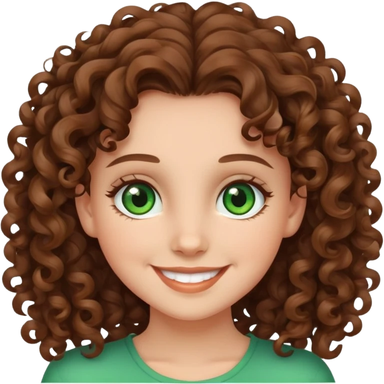 girl with curly hair and green eyes smiling emoji
