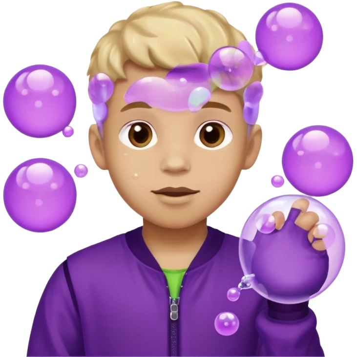 Kids in Fruit Clothes 
A boy in a grape outfit with round purple bubbles. 




































 emoji