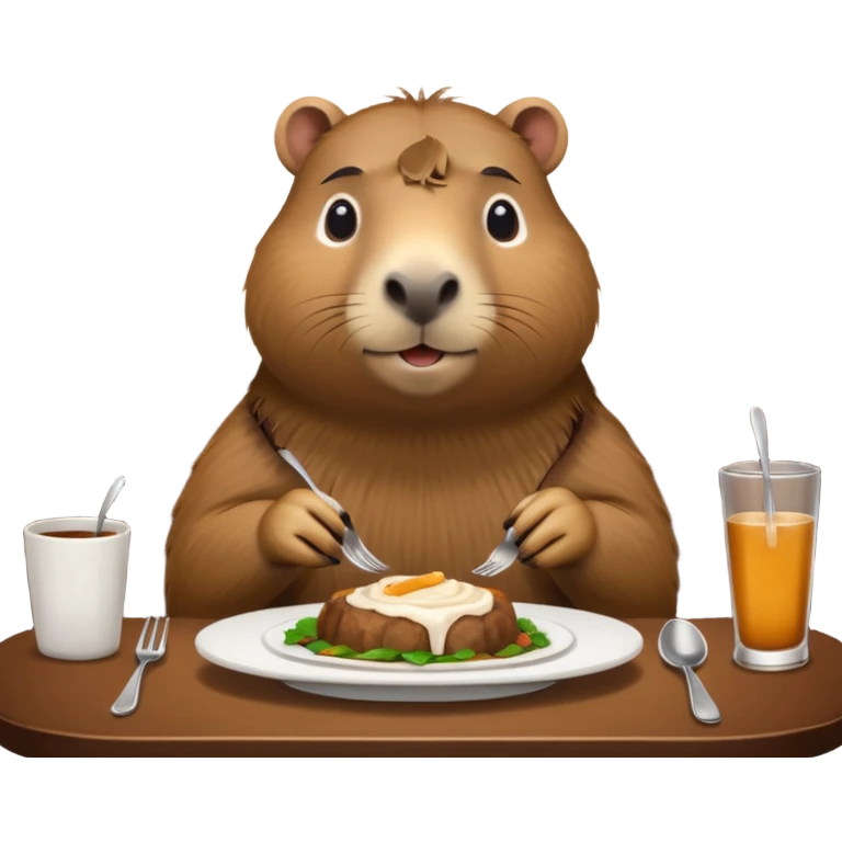 capiabra at a restaurant table emoji