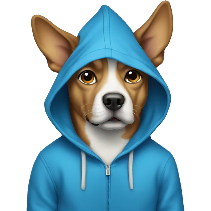Dog wearing blue hoodie emoji