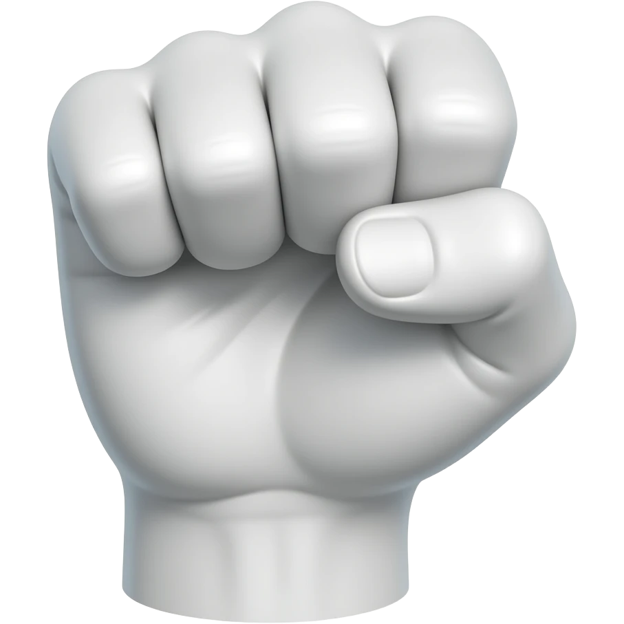 make a larger gap in the fingers too and make the hand horizontal Make a hand like a fist with empty space in the inside, vertical, 90 degrees to the right, and completely sickly white. the wrist should be vertical, and a large space in between fingers emoji