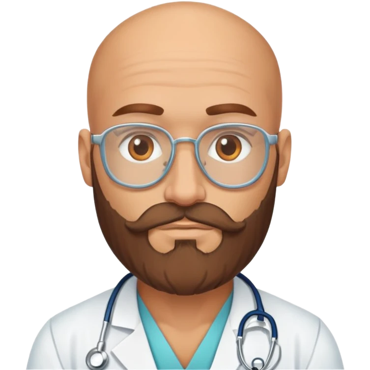 Goofy Muscular bald brown beard hippie doctor  emoji