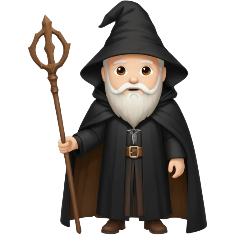 A wandering philosopher in a long black cloak with a staff emoji