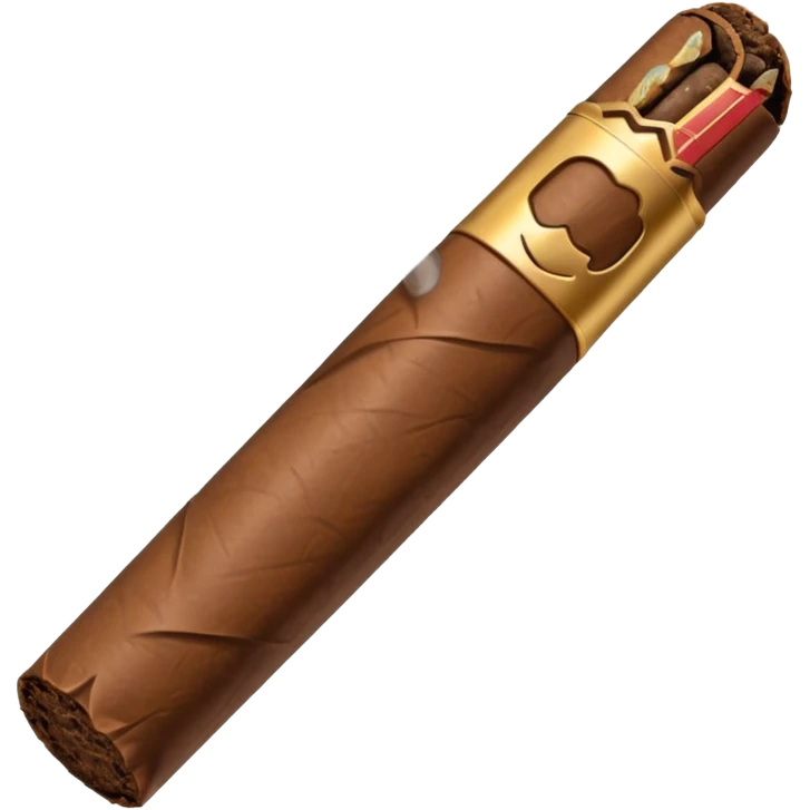 Emoji-style cigar icon, dark brown wrapper, subtle smoke, minimalistic, clean silhouette, metal details, no gold details emoji