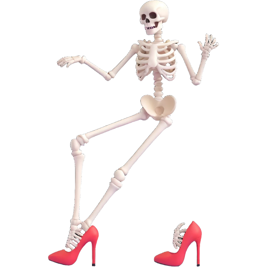 sassy and chic skeleton with high heels emoji