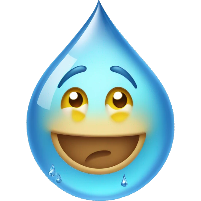 Water drop, there's a rampant expression on it emoji