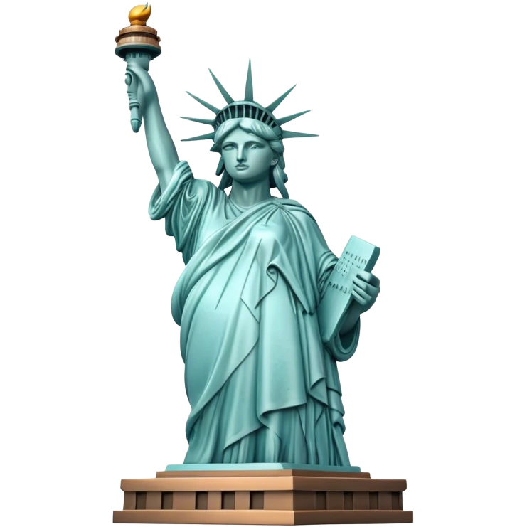 Cinematic Realistic Statue of Liberty Landmark Emoji, depicted with the iconic, majestic statue set against a clear sky rendered with detailed textures and dramatic, symbolic lighting. emoji