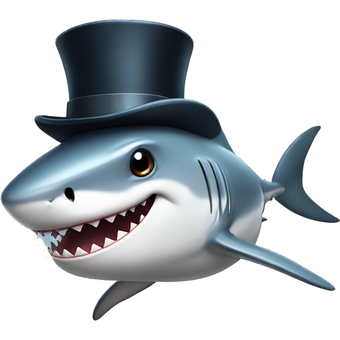 Shark with a top hat emoji
