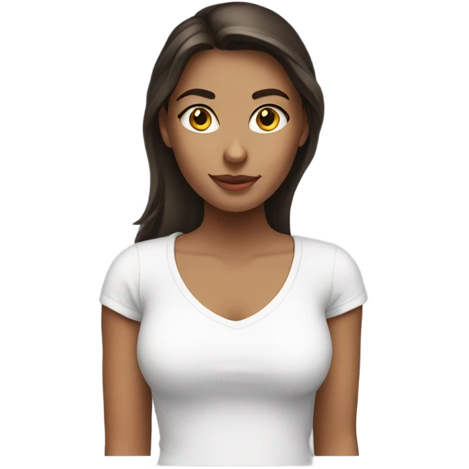 Brunette white girl in white t-shirt emoji