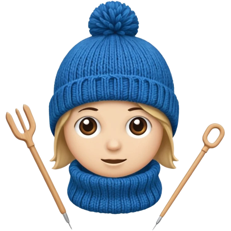  beanie hat with knitting needles emoji