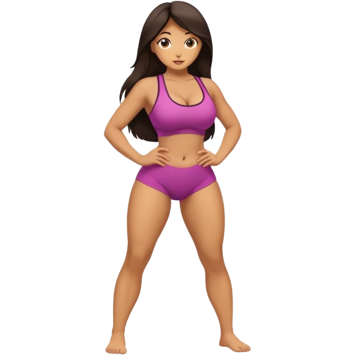 A full-length naked girl with big tits and a beautiful waist stands on all fours emoji