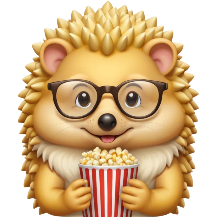 yellow hedgehog with glasses eating pop corn emoji