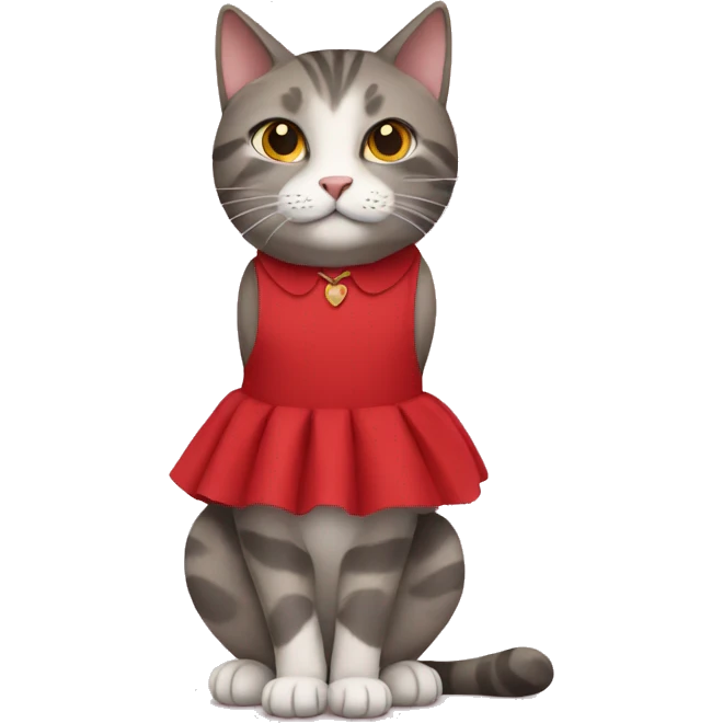Cat wearing red dress emoji