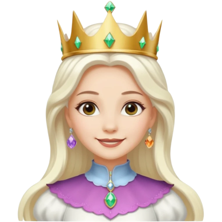The Good Witch from The Land of Oz with long white blonde hair, white outfit and crown emoji