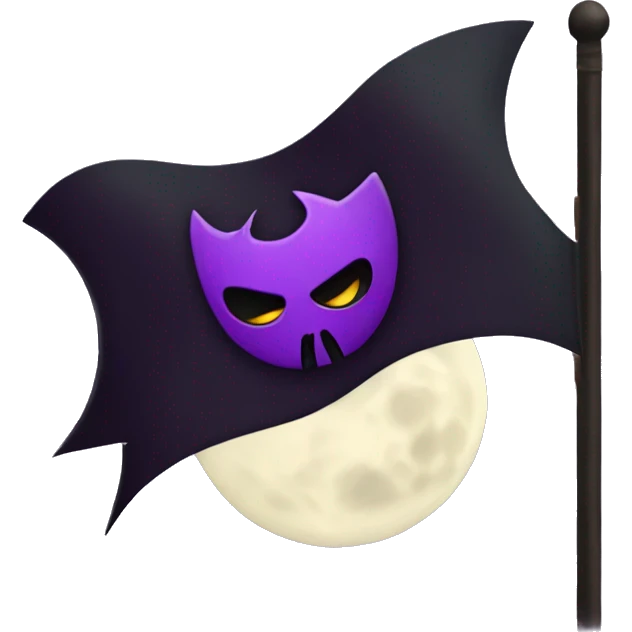 Flag with dark purple and black color and vampire theme with fully moon and bat element  emoji