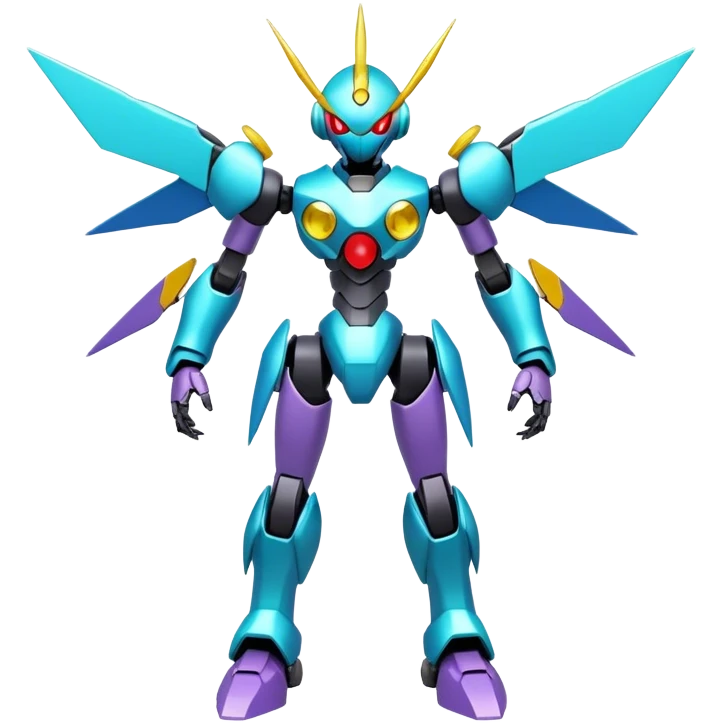 Shiny Futuristic Cool Edgy Fakemon-Pokemon-Digimon-Spectrobes-Medabot-fusion, full body emoji