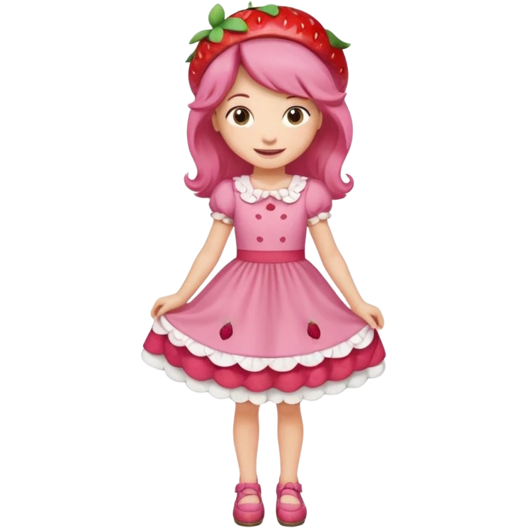 pretty and cute realistic modern day cartoon character strawberry shortcake full body emoji