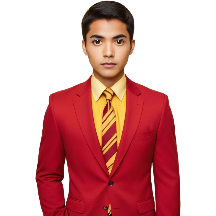 "A bust of a professional man wearing a red blazer with yellow accents, a yellow dress shirt, and a red tie, symbolizing career growth and opportunities. He has a confident expression, short well-groomed hair, and a determined look. Behind him, a financial or business growth chart (📈) with a bold red upward-trending arrow is displayed, reinforcing the theme of progress and success. The background is minimalistic, with clean lines focusing on the man’s upper torso and the business chart. The overall design is modern, professional, and business-oriented. emoji
