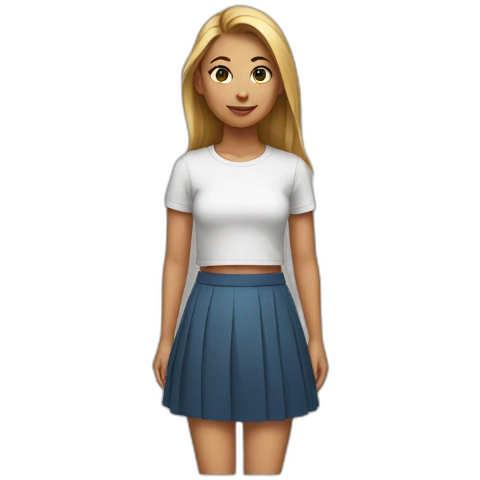 Girl in skirt and crop t-shirt emoji