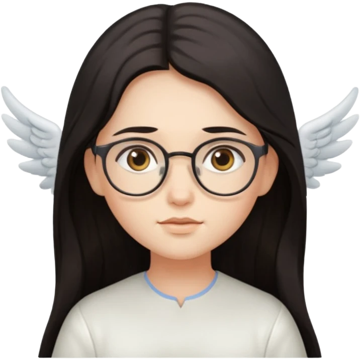 Angel with eyeglasses and long dark hair emoji