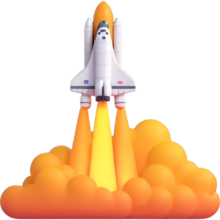 space shuttle emoji launching upward emoji