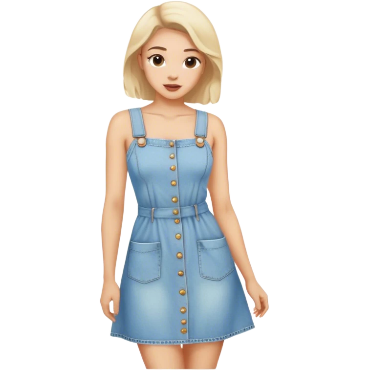 vintage light wash women's denim dress emoji