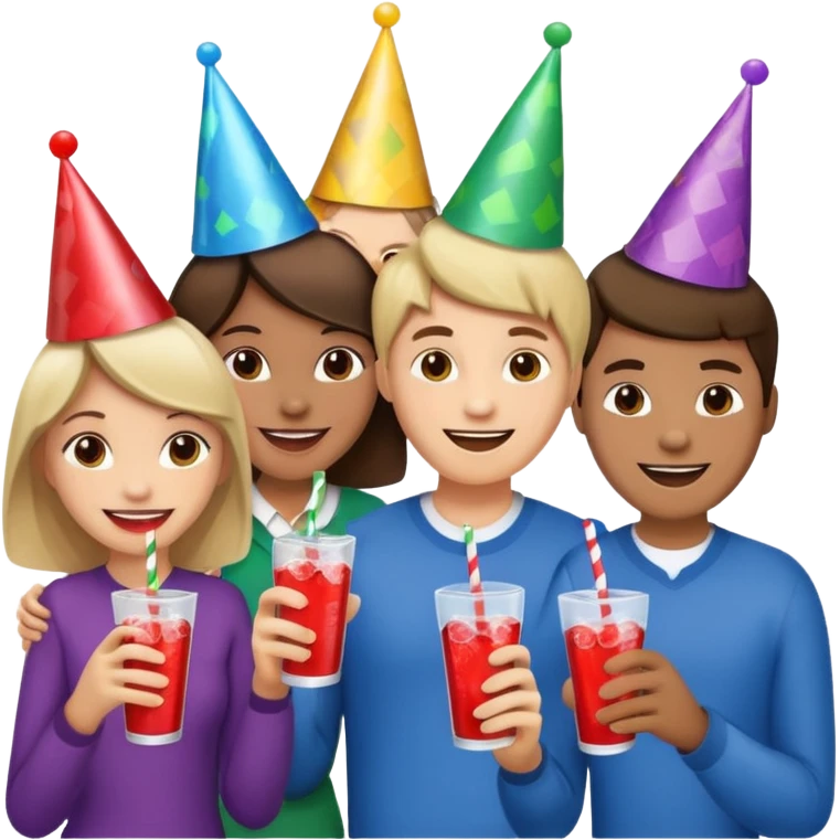 A group of hungry people having soda. emoji